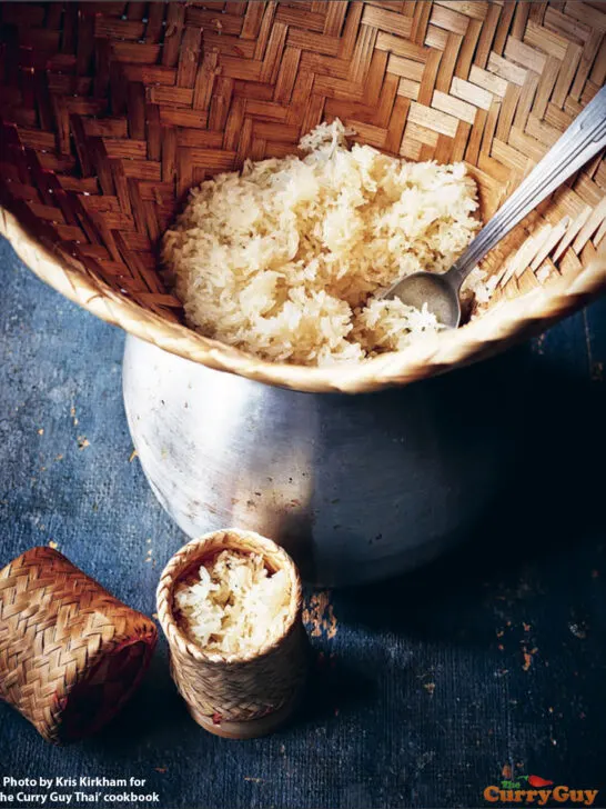 Cooked and served sticky rice