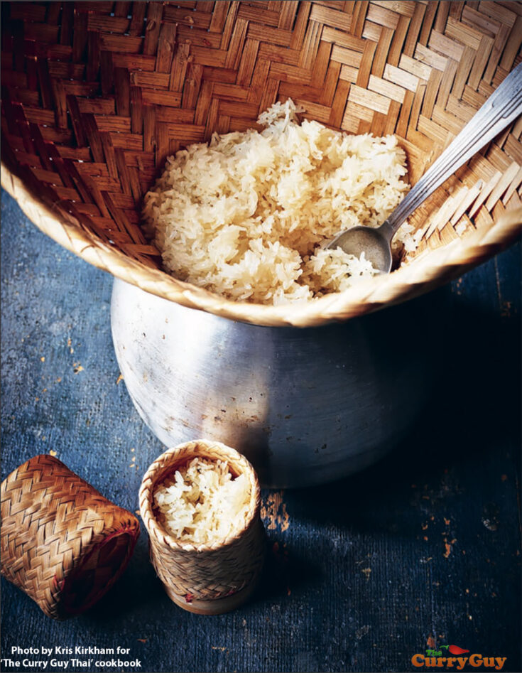 Cooked and served sticky rice