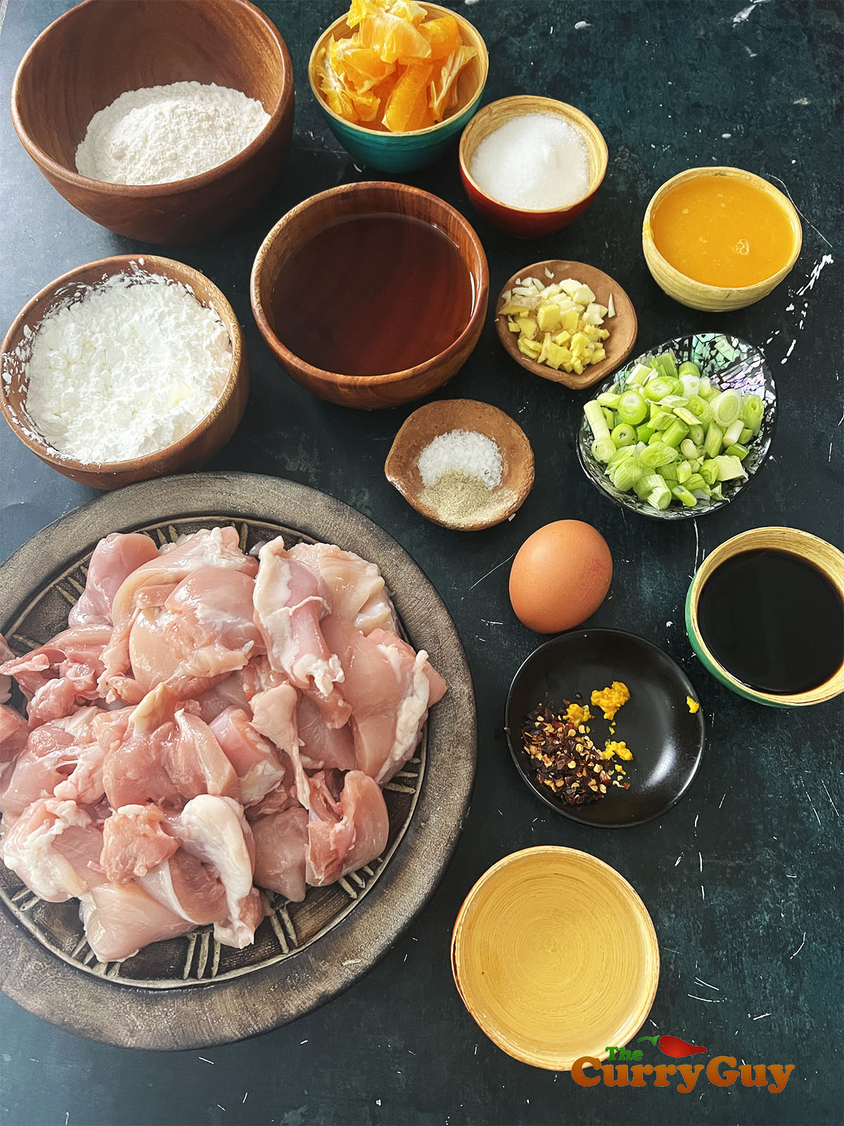 Ingredients for Chinese orange chicken