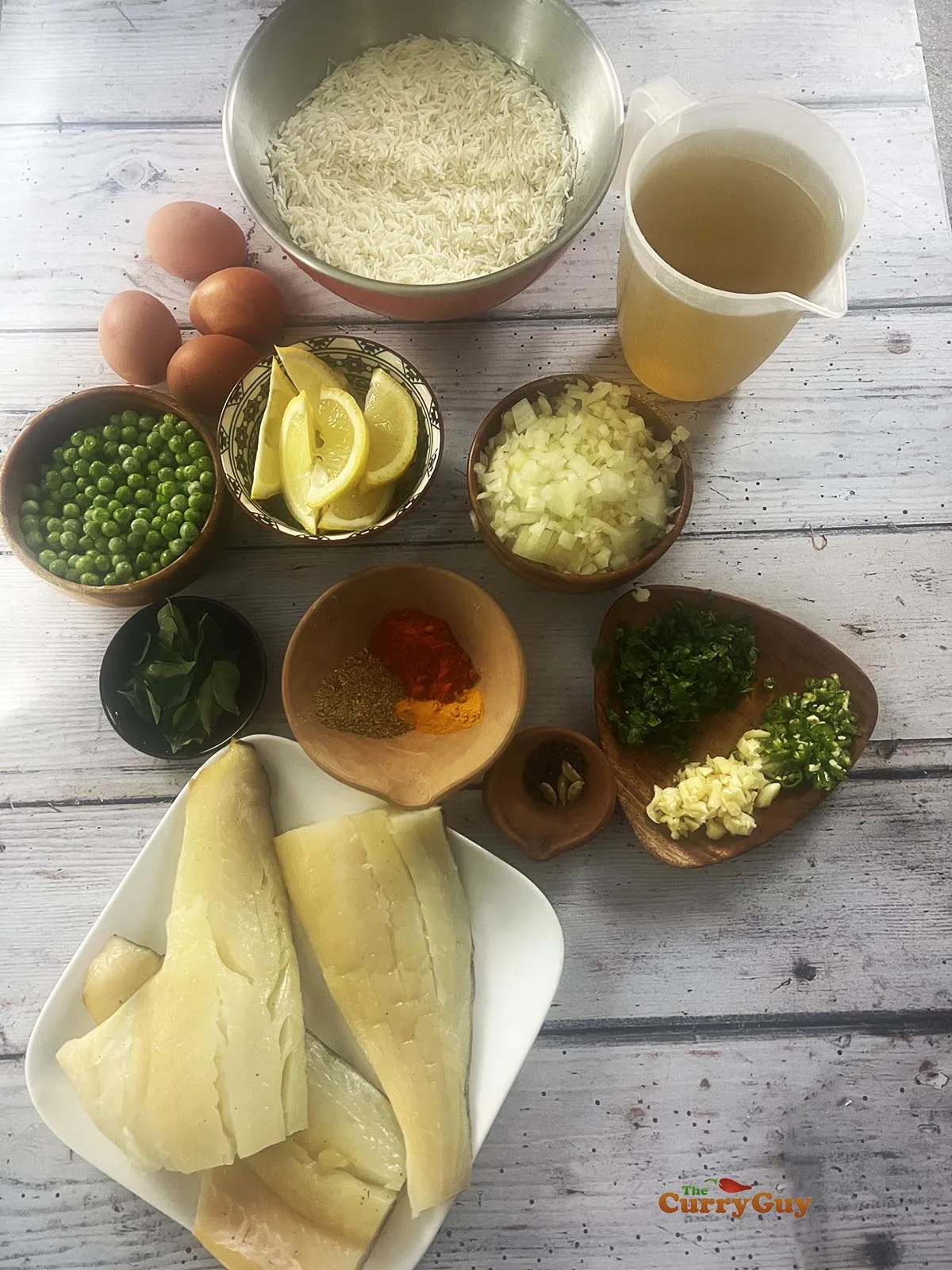 Ingredients for the kedgeree recipe