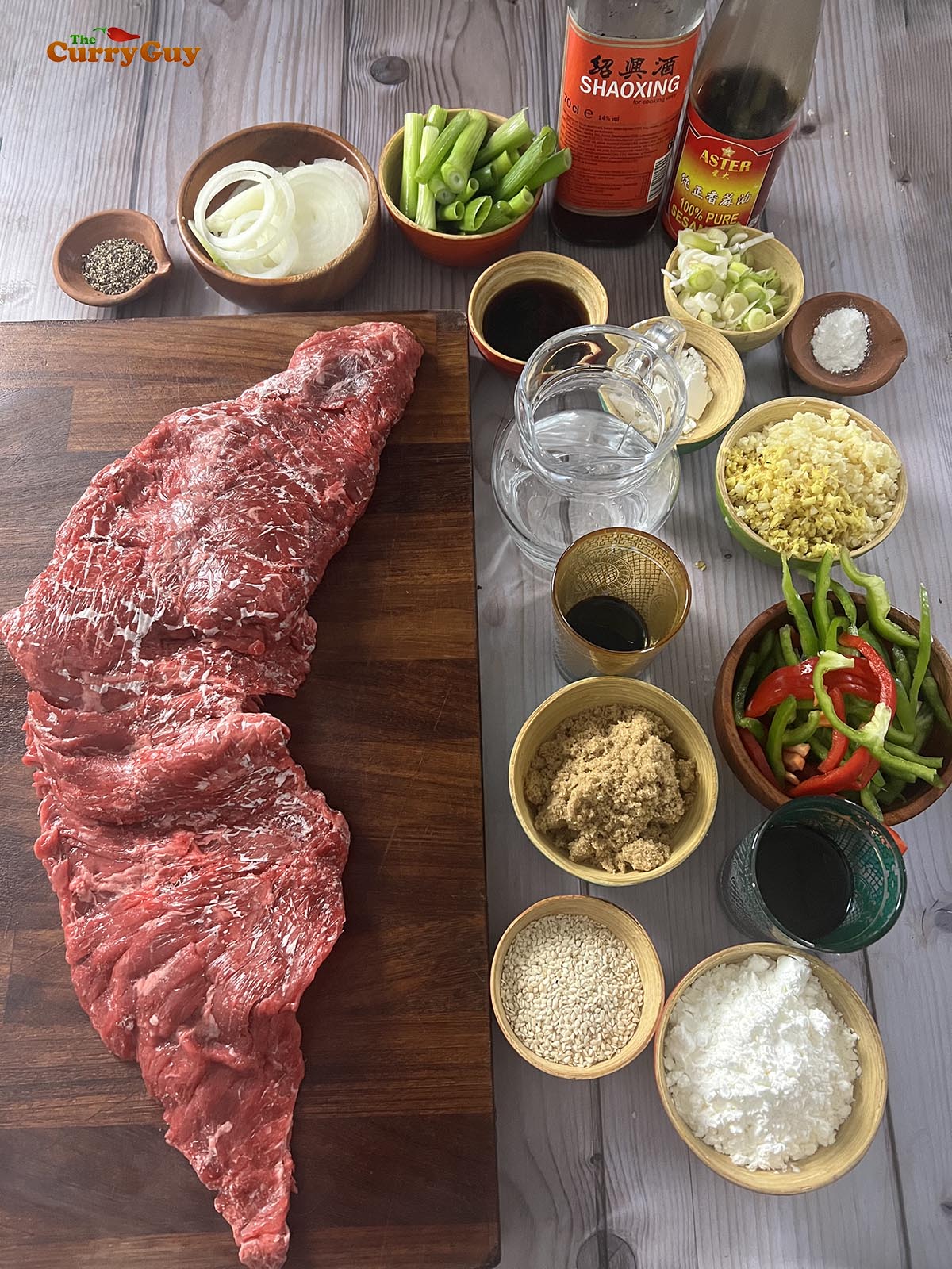 Ingredients for the Mongolian beef recipe.