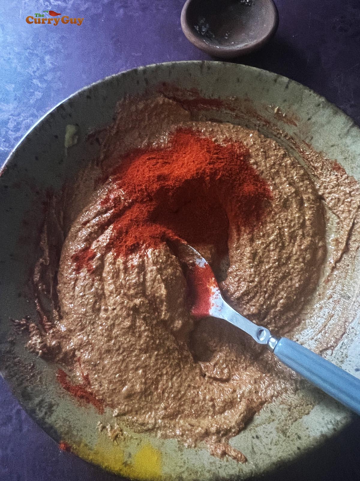 Making the tandoori marinade.
