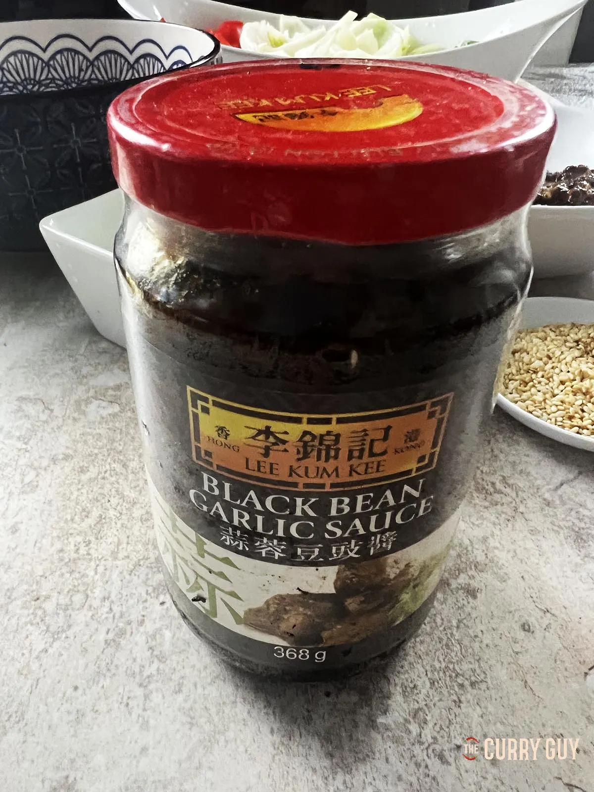 Black bean sauce in a jar. Commercial brand.