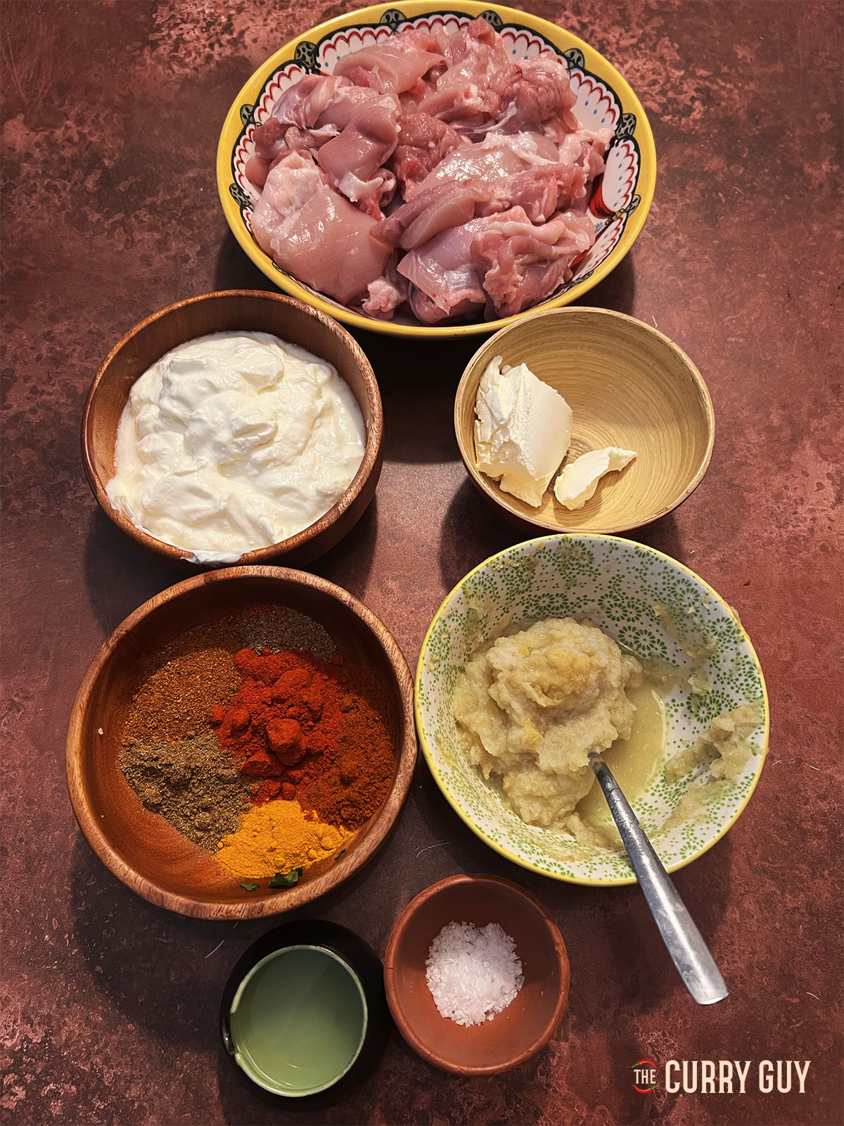 Ingredients for tandoori chicken.