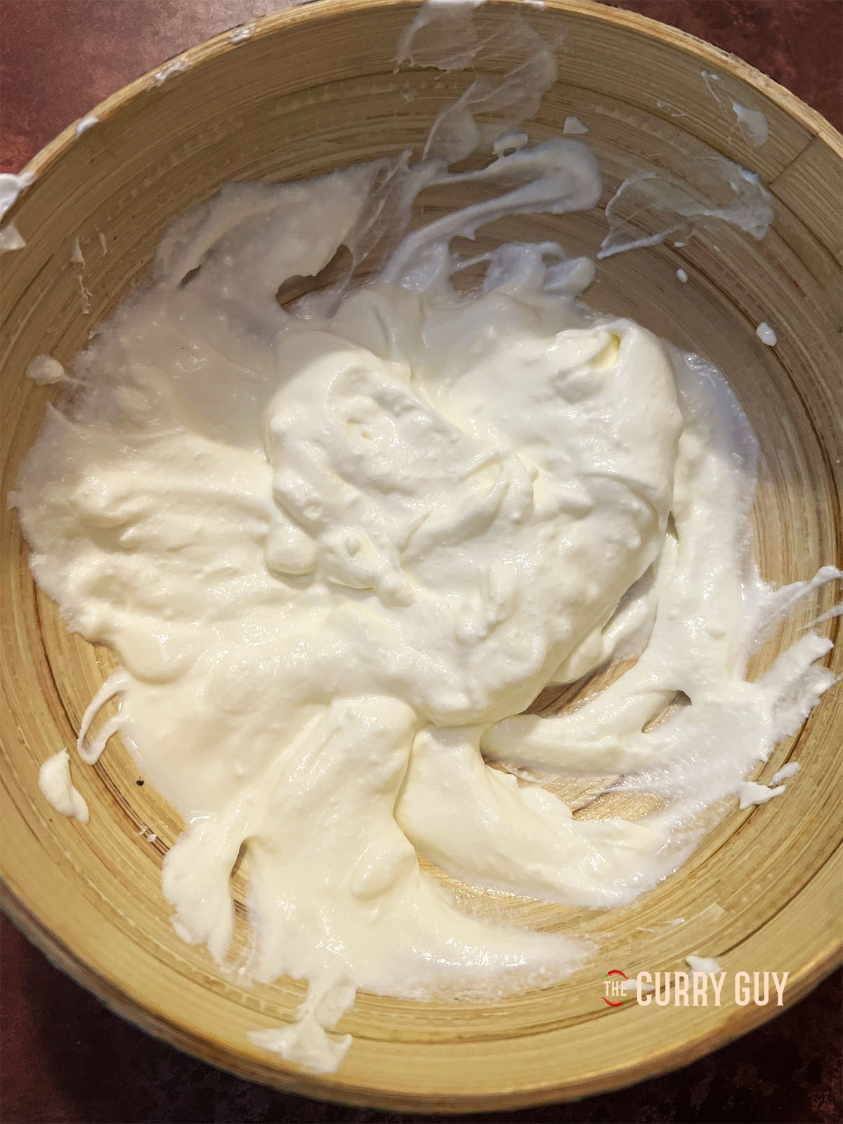 Whisked yoghurt for the second marinade.