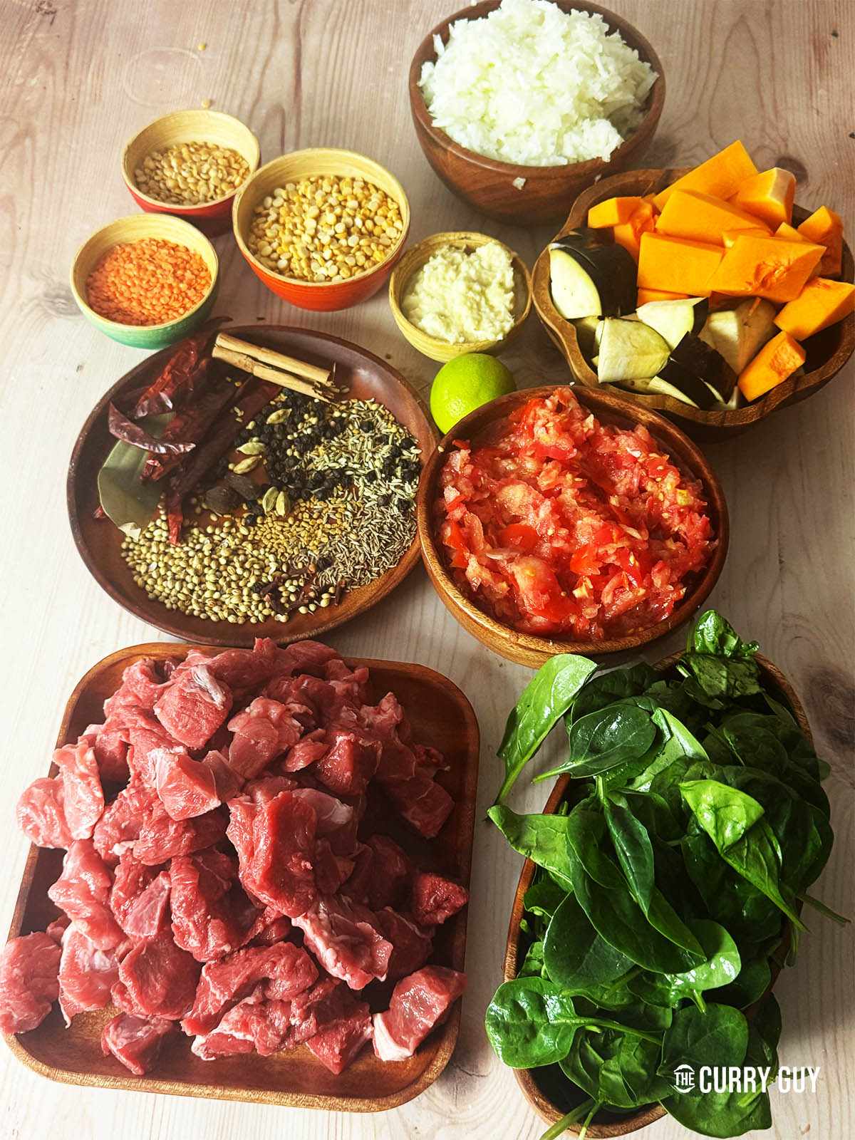 The ingredients for the recipe on a counter top.
