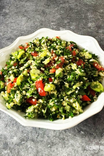 Tabouleh salad in a serving bowl.