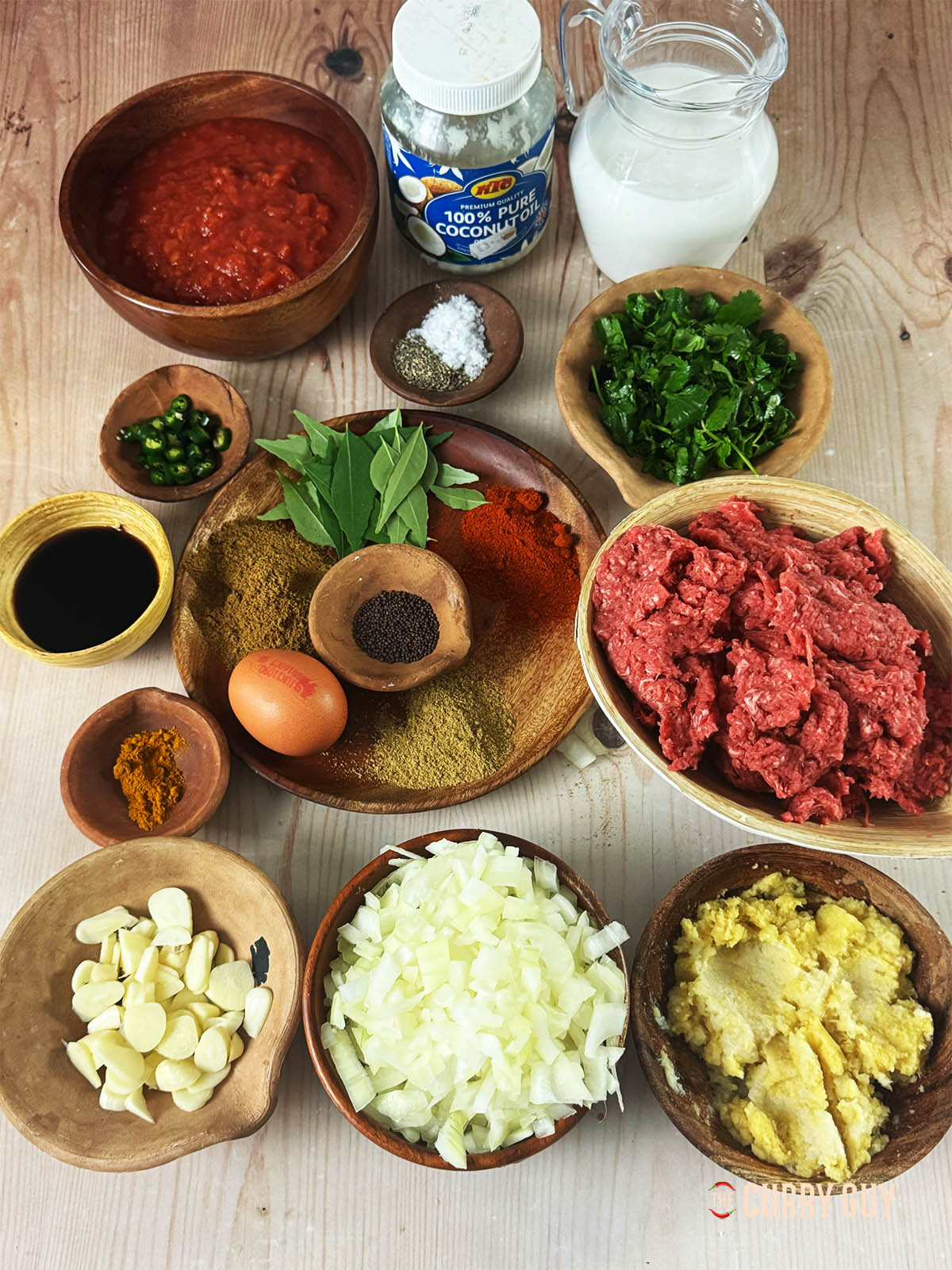 The ingredients for the recipe laid out on a counter top.