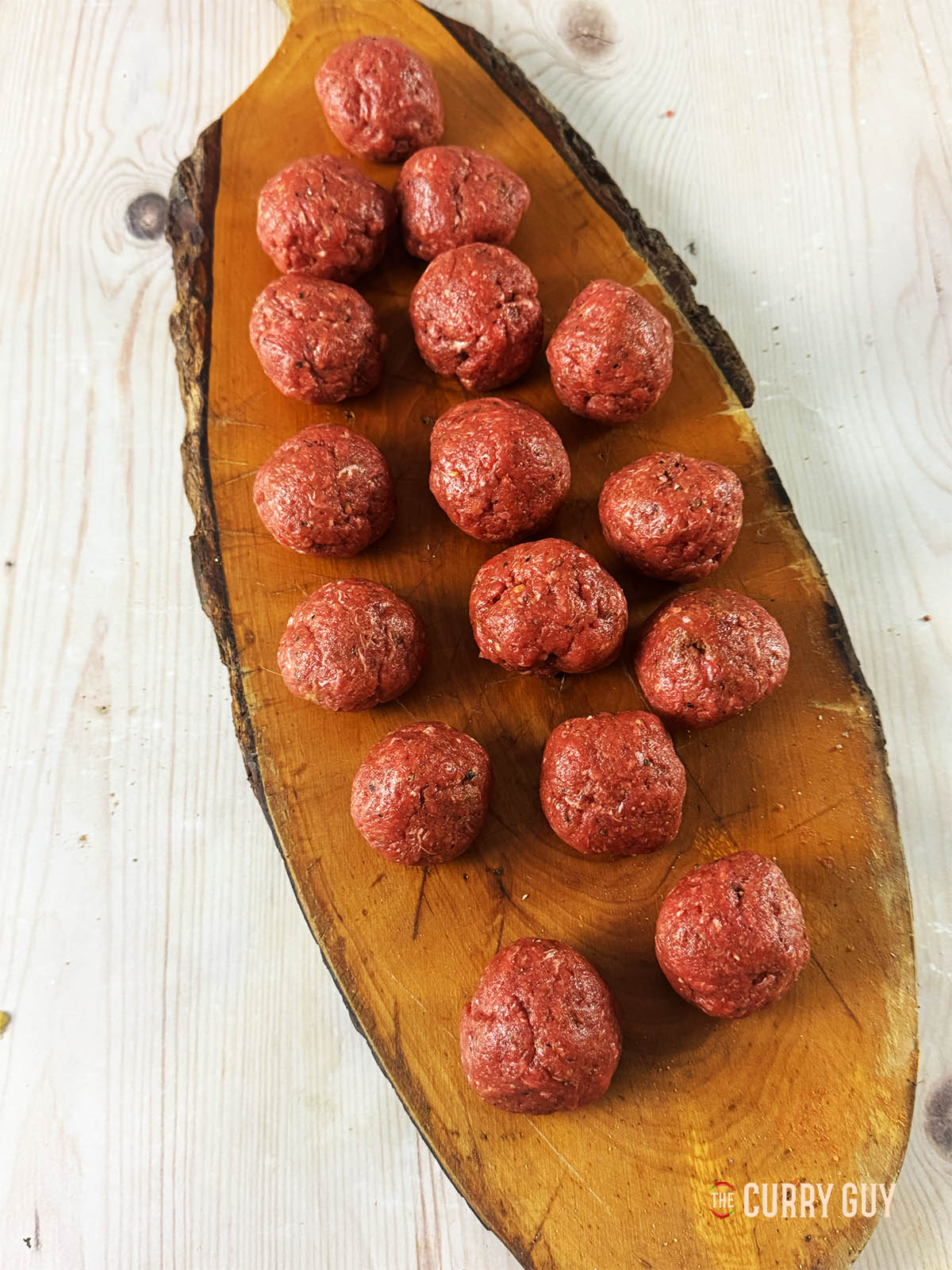 The meat mixture divided into 16 small, gulf ball sized balls. 