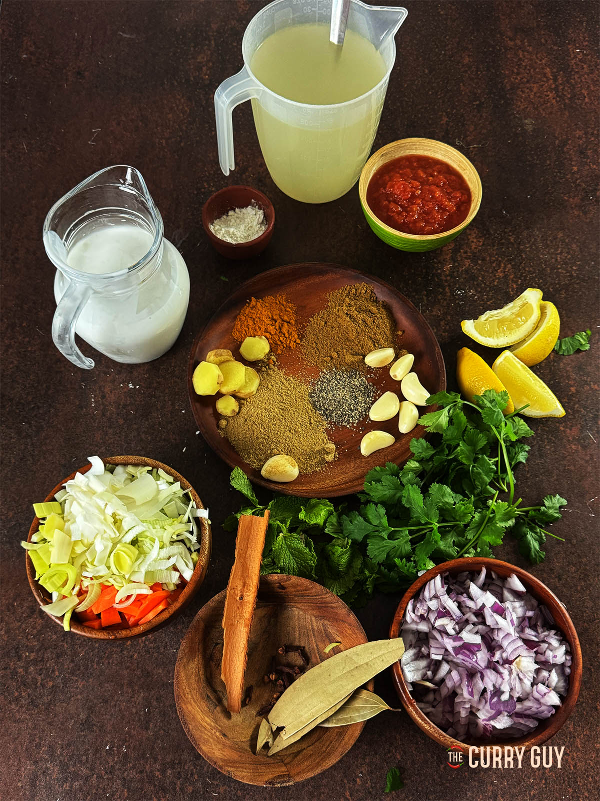 The ingredients for the recipe laid out on a countertop.