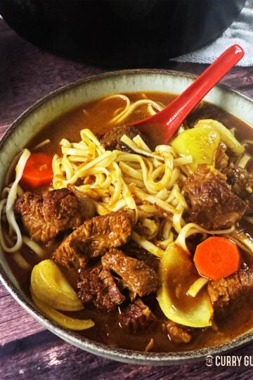 Hong Kong Brisket Curry over ramen noodles.