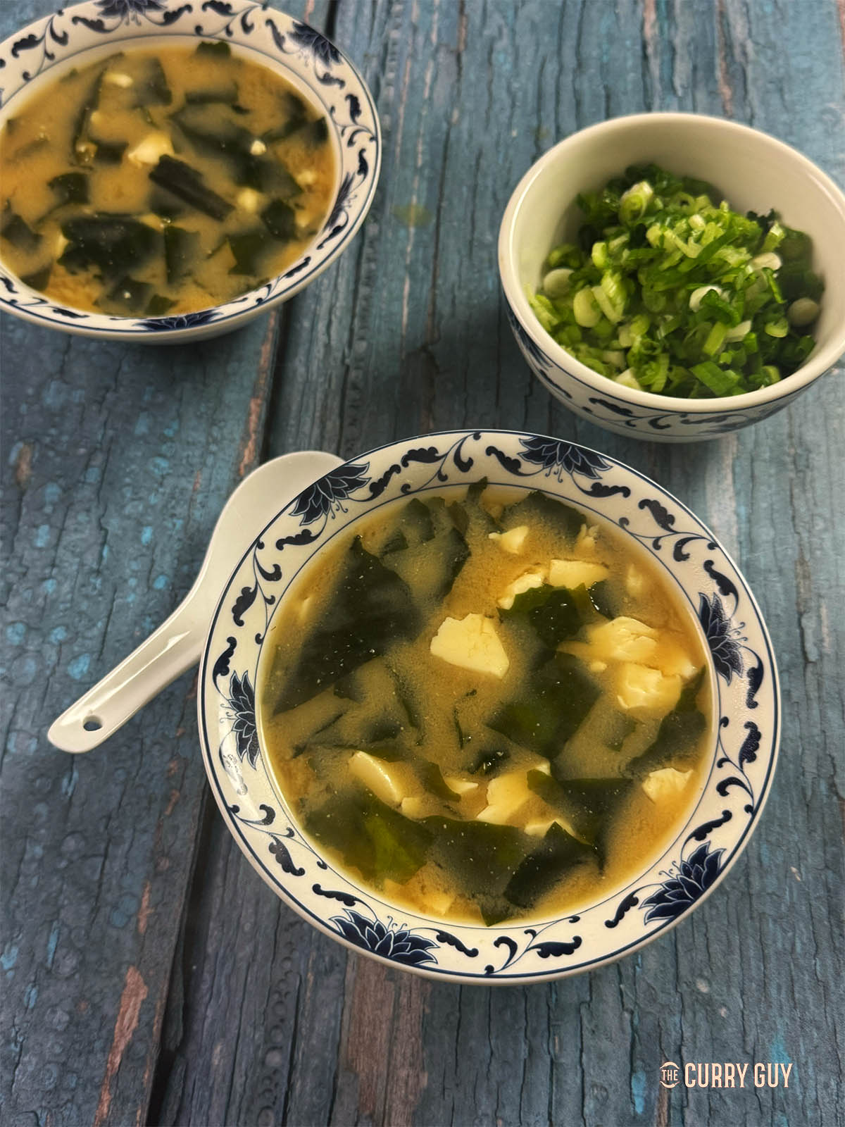 Miso soup in a bowl.
