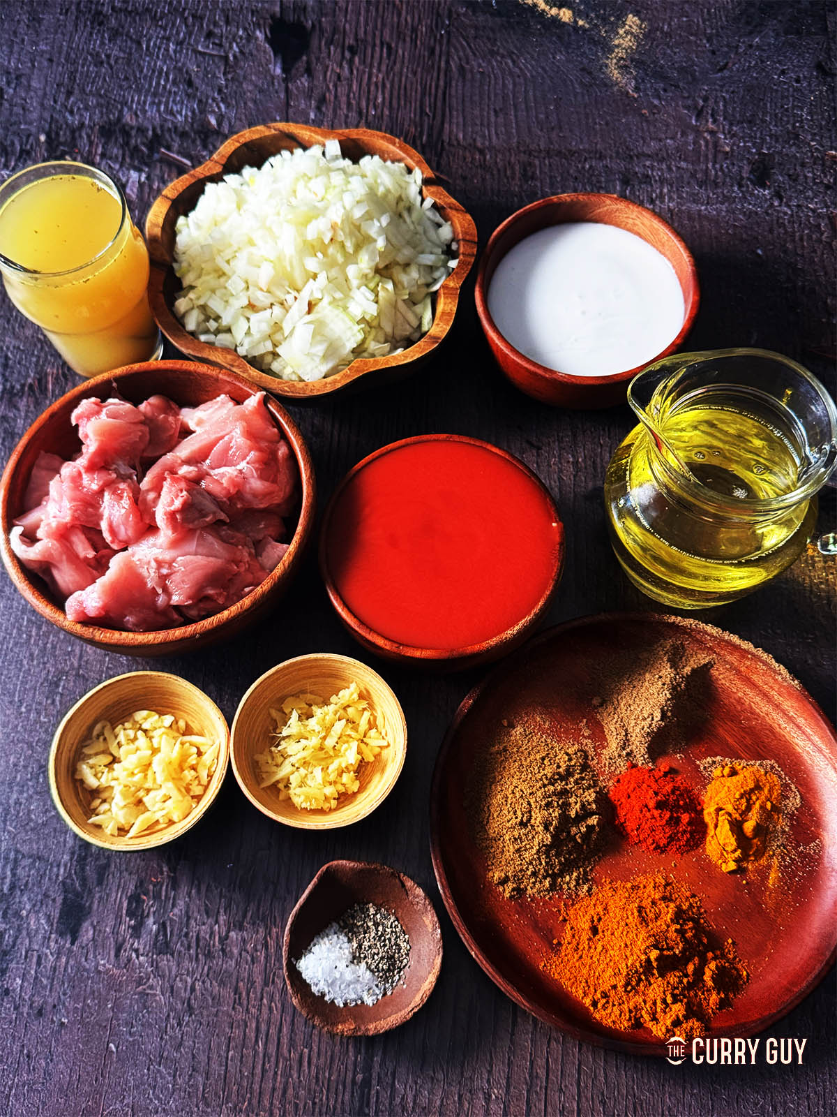 The ingredients for the recipe on a counter top.