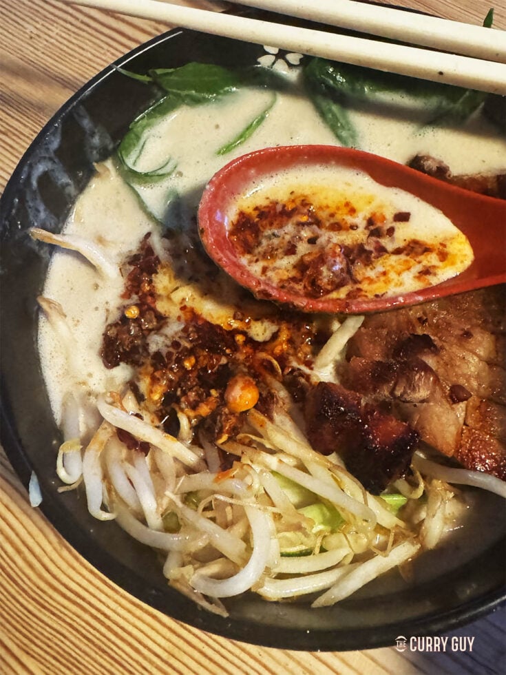 A spoonful of easy tonkotsu ramen.