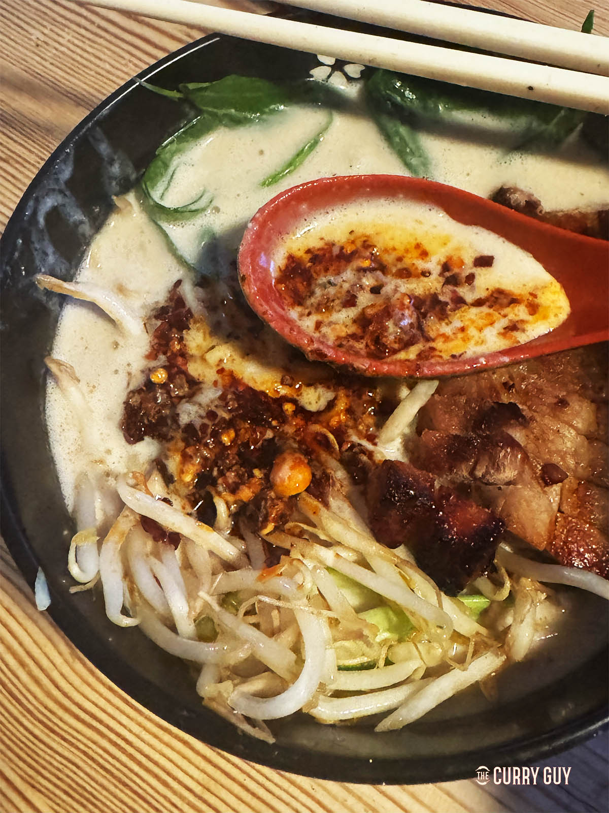 A spoonful of easy tonkotsu ramen. 