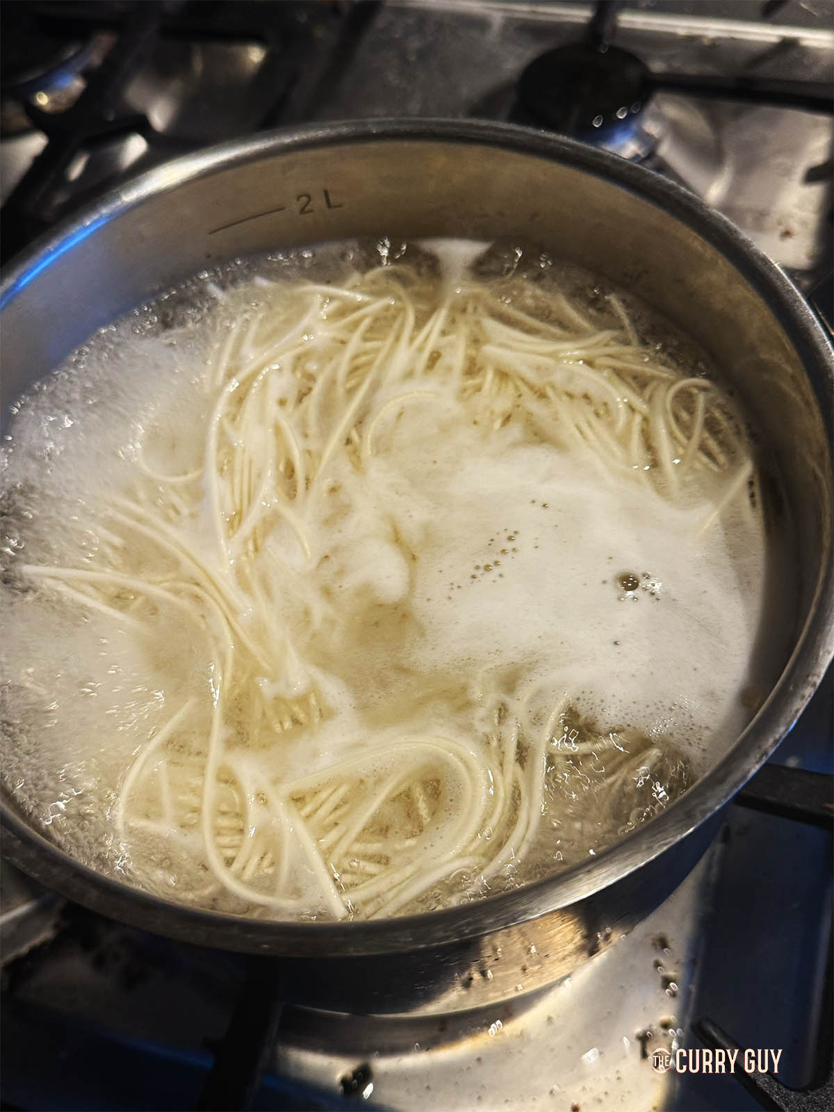 Cooking the ramen noodles.