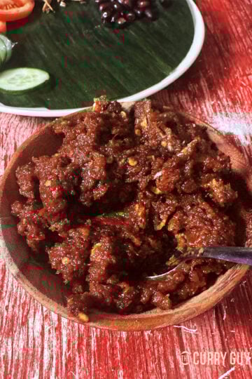 Nasi lemak sambal ready to serve from a bowl.