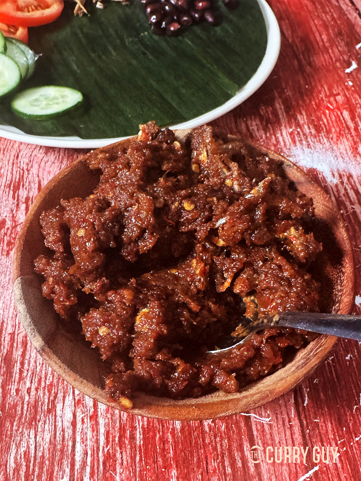 Nasi lemak sambal ready to serve from a bowl.