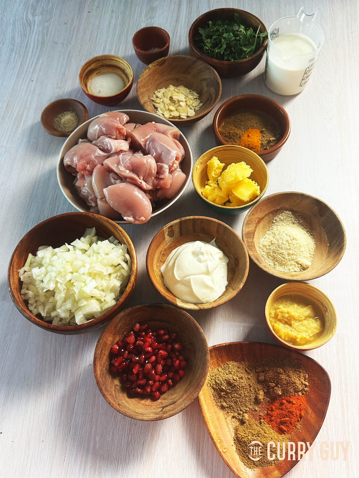The ingredients for the recipe laid out on a countertop.