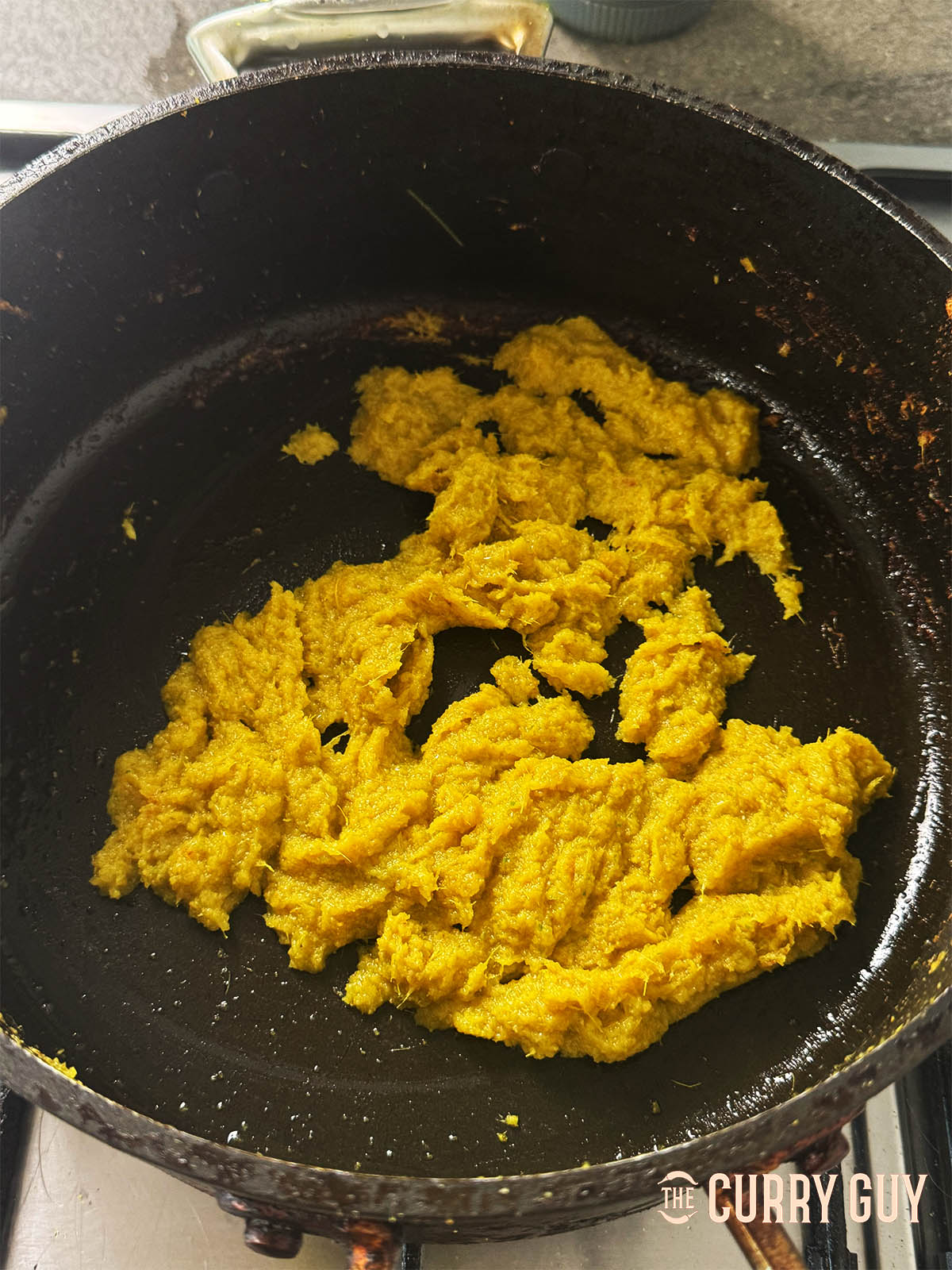 The paste cooked down in the pan.
