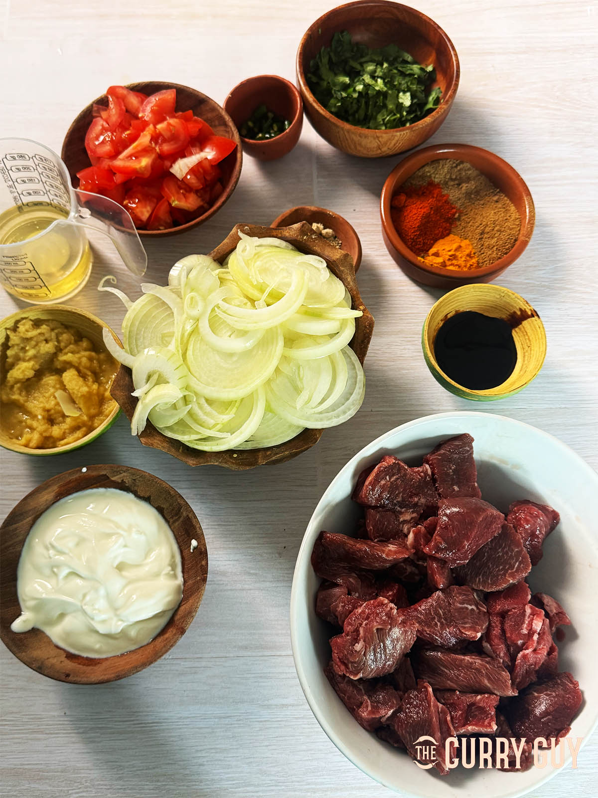 The ingredients for the recipe on a counter top.
