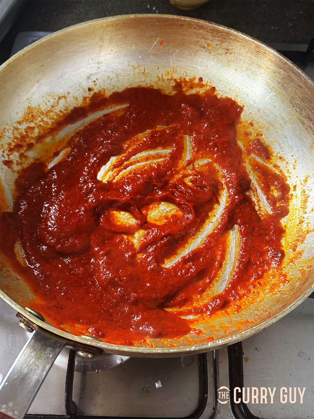Making the basting sauce in a pan.