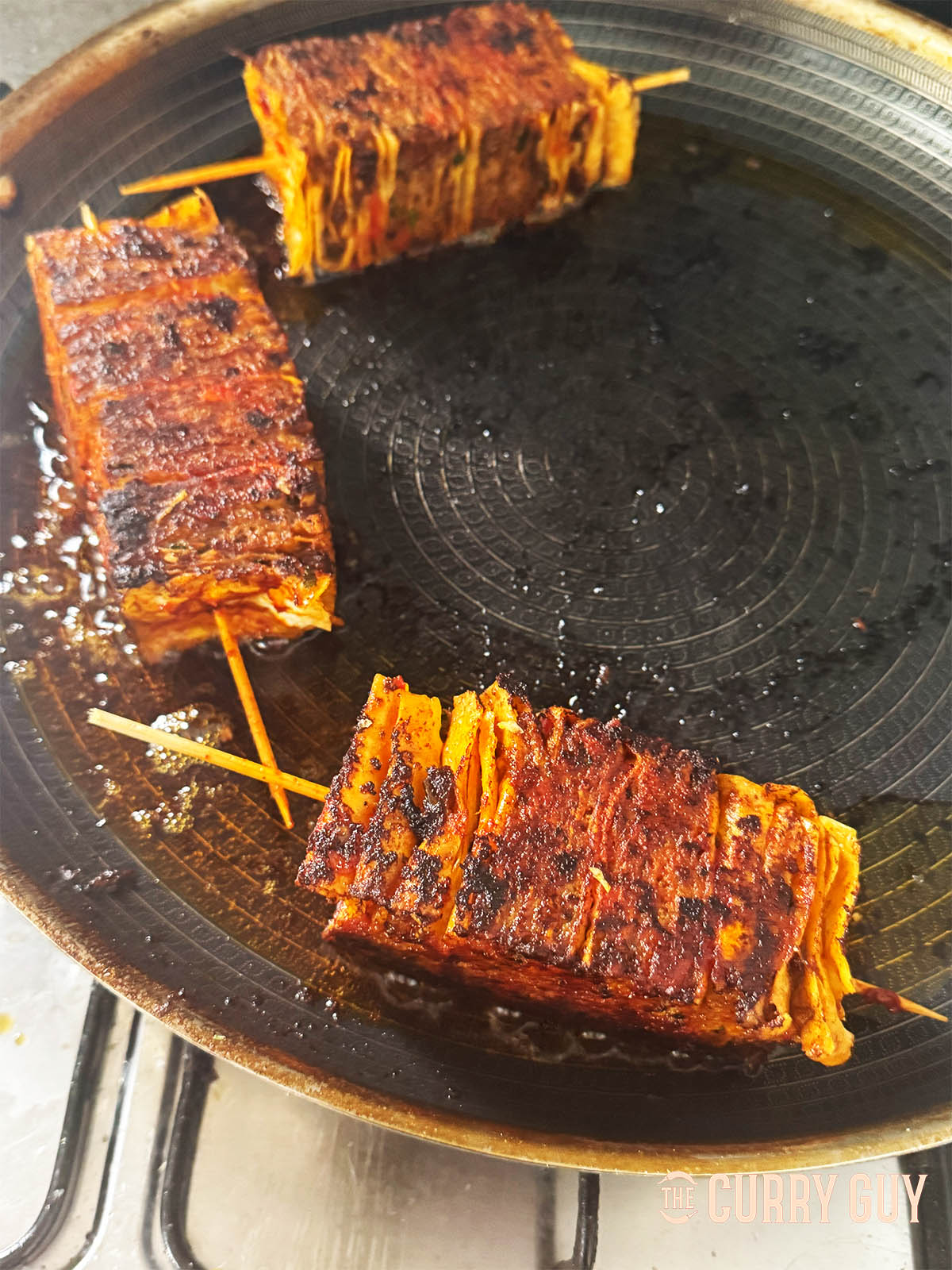The finished lavash kebabs ready to take out of the pan and serve.