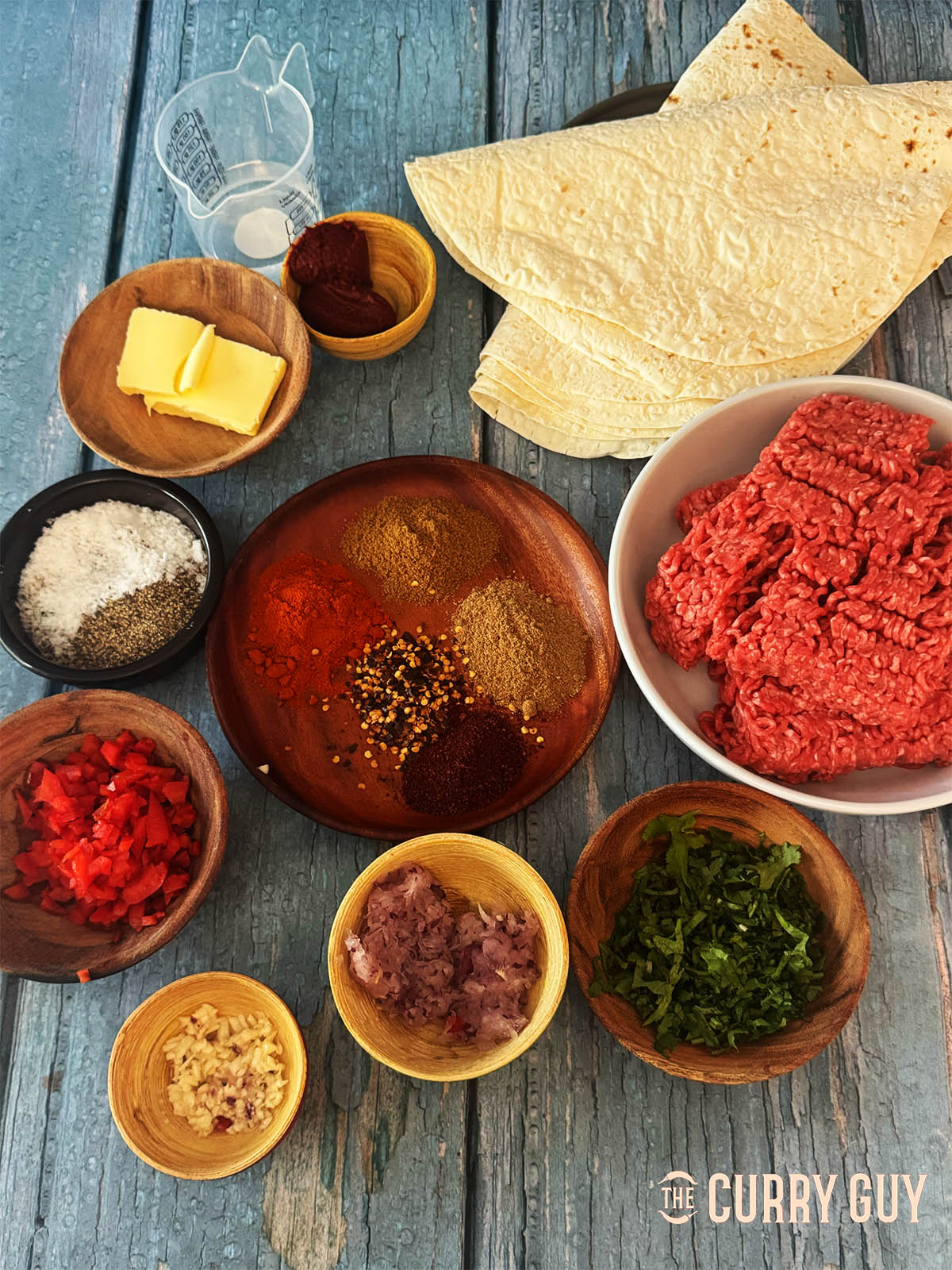 Ingredients for the recipe laid out on a countertop.