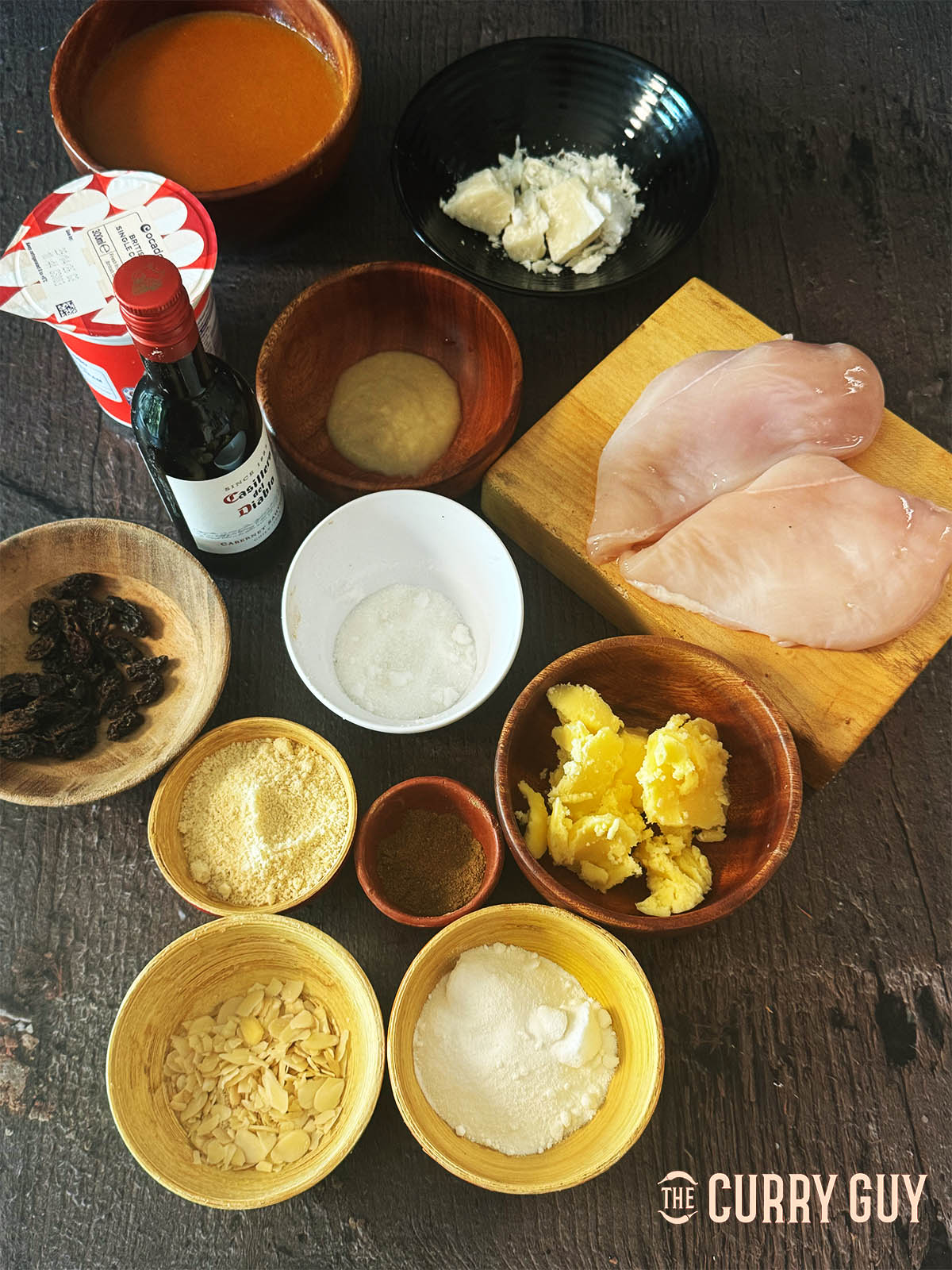 The ingredients for the recipe on a countertop.
