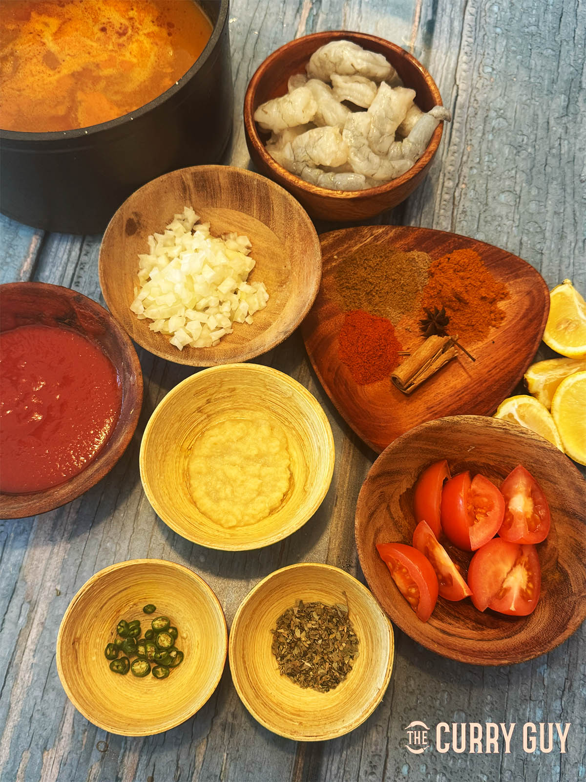The ingredients for the recipe laid out on a countertop.