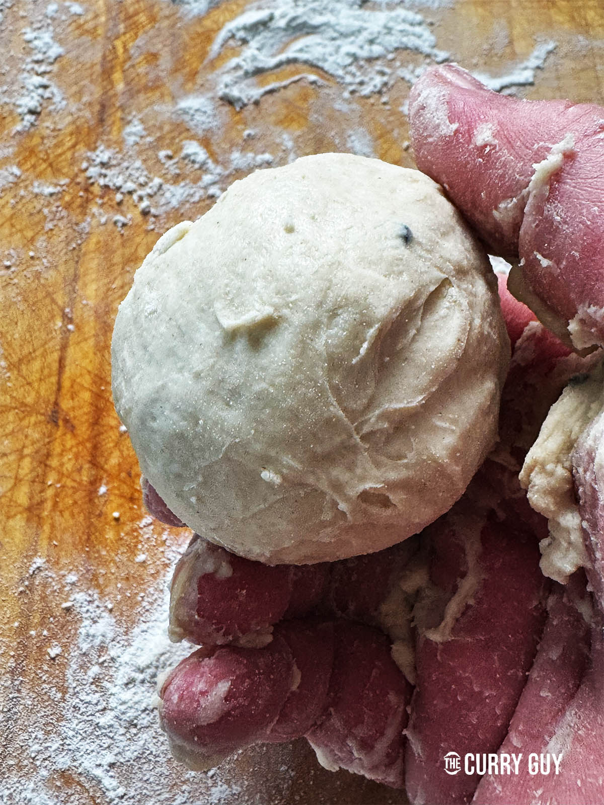Dividing the dough into balls.