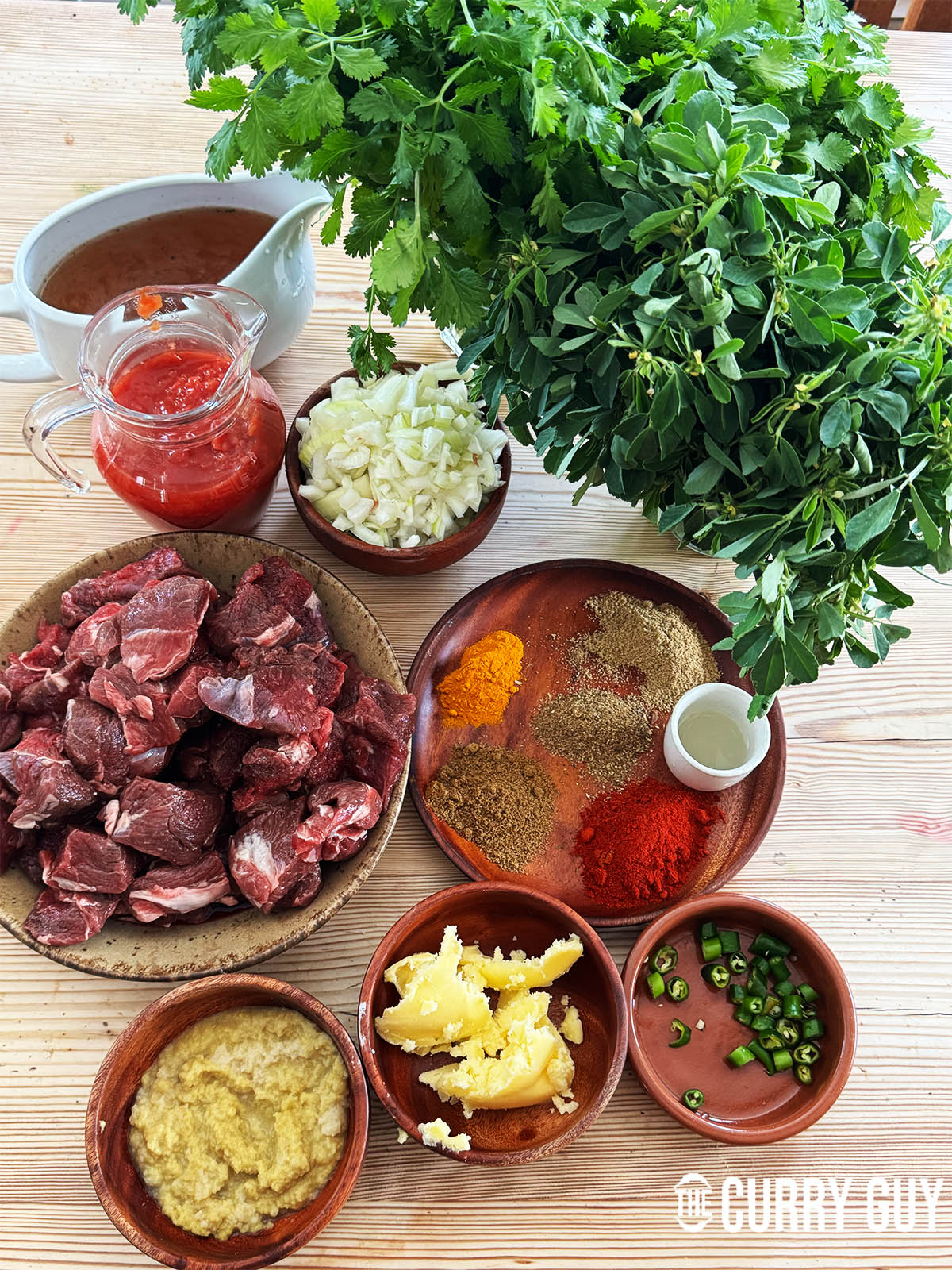 Ingredients for the recipe laid out on a countertop.