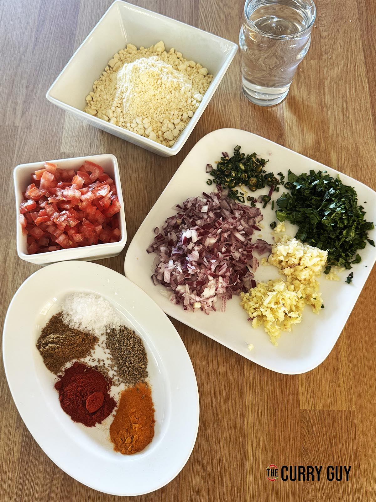 Ingredients for the recipe laid out on a countertop.