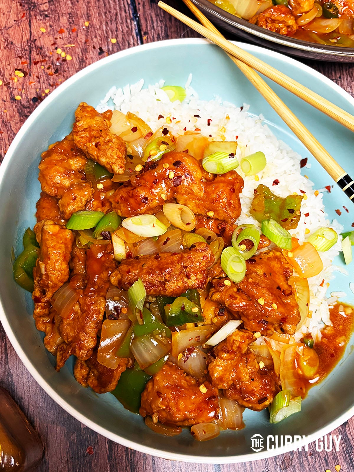 Chilli chicken served up in a bowl