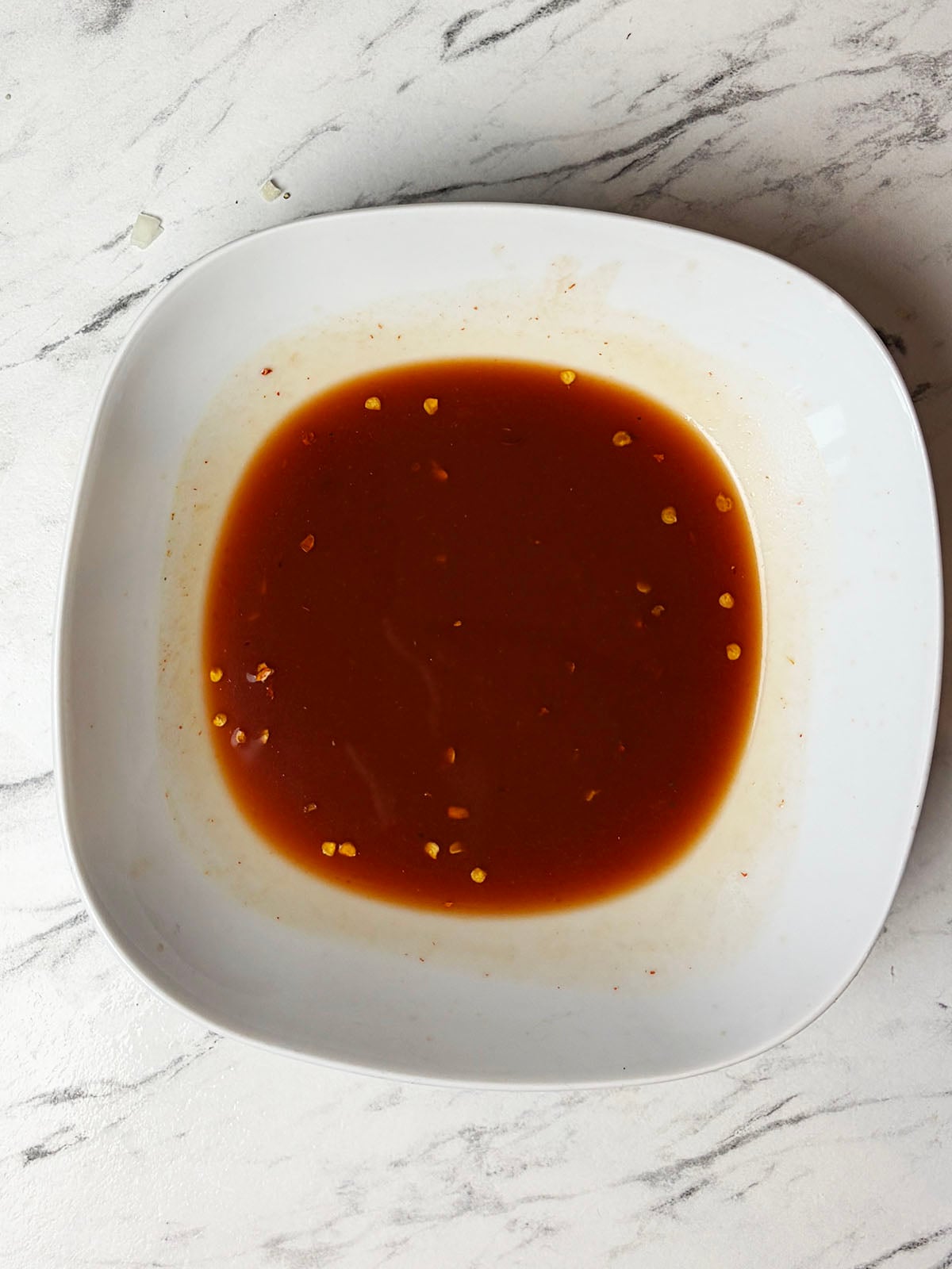 Mixing the chilli sauce ingredients