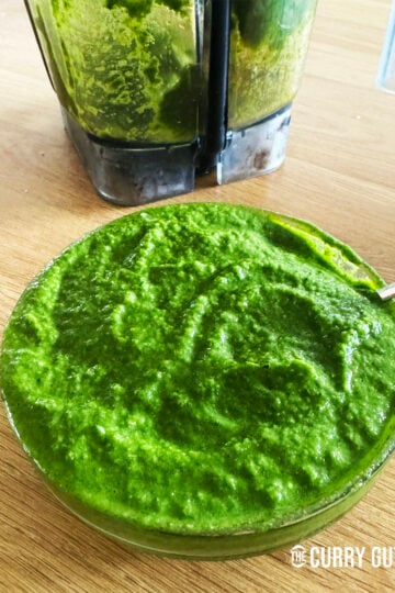 Coriander, Mint and Chilli Chutney in a bowl