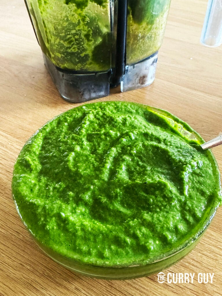 Coriander, Mint and Chilli Chutney in a bowl