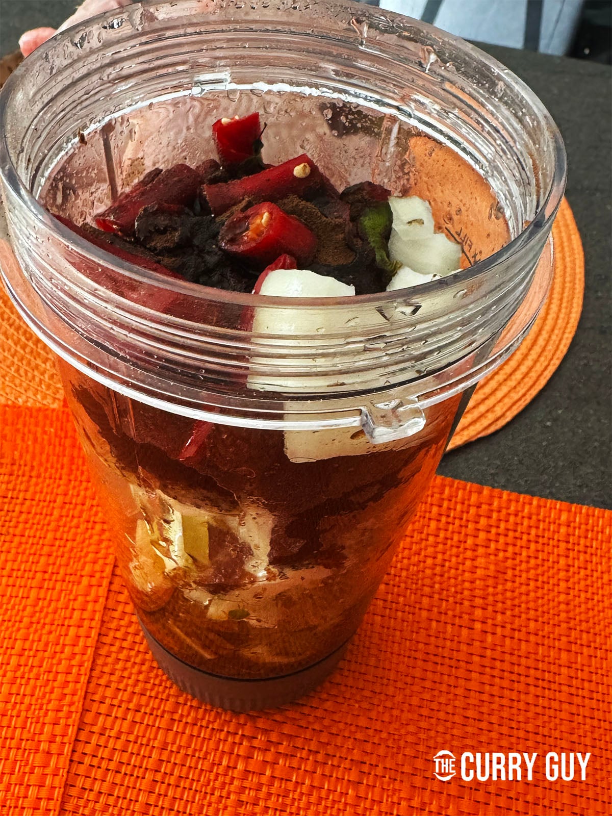 blending the marindade ingredients