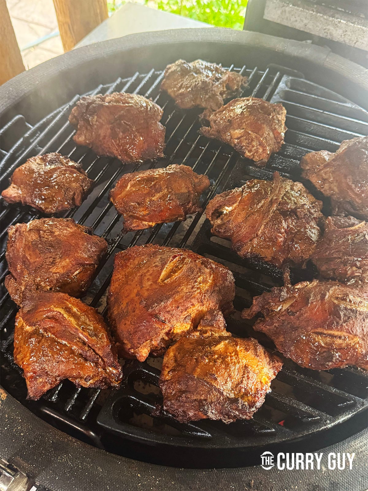 heating the grill ready for the jerk chicken