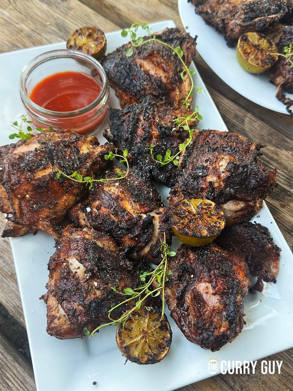 jerk chicken plated up ready to eat