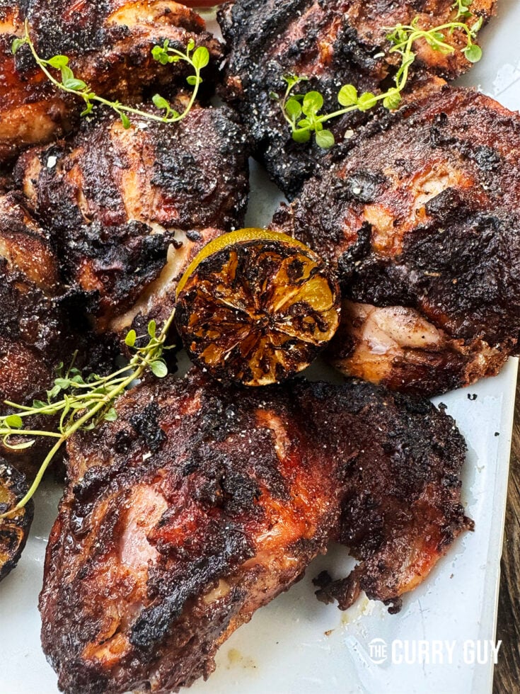 jerk chicken plated up